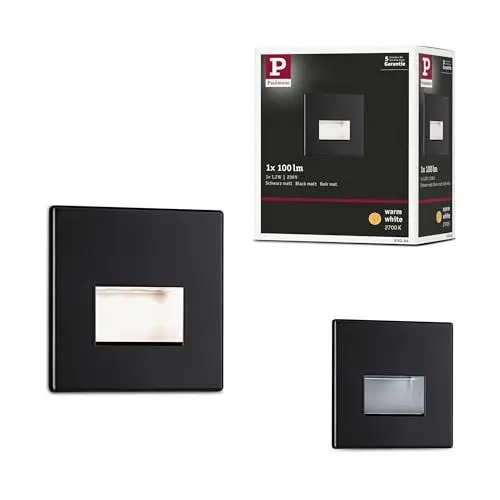 Produktbild: Paulmann 93094 LED Einbauleuchte Wandeinbauleuchte Edge Quadro Set 80x5mm 50lm 230V eckig incl. 1x1,2 Watt Outdoor Schwarz matt Kunststoff 2700 K