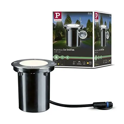 Produktbild: Paulmann Beleuchtungssystem Plug&Shine LED-Außeneinbauleuchte 6 W Warm-Weiß 93907 Silber 20 °