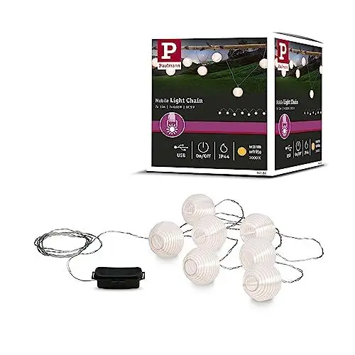 Produktbild: Paulmann 941.66 Outdoor Lichterkette Mobile Lampion IP44 mit 7 Lampen, Akkubetrieb