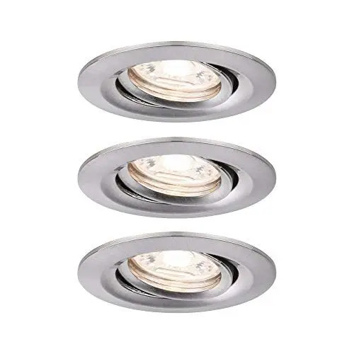 Produktbild: Paulmann 94295 Nova Mini LED Einbauleuchte Coin Rund Schwenkbar 3 x 4 W Deckeneinbaustrahler, Aluminium Warmweiß 2700K, 12 W, Schwenkbar, IP23, Eisen Gebürstet, 3er Set