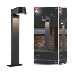 Produktbild: Paulmann 94454 LED Außenleuchte Pollerleuchte Capea IP44 Warmweiß incl. 1x6 Watt Außenbeleuchtung Schwarz Außenlampe Aluminium Gartenlampe 3000 K