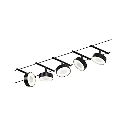 Produktbild: Paulmann 94479 LED Seilsytem Circle Basisset 5x400lm incl. 5x5 W Warmweiß Schwarz matt, Chrom Kunststoff, Metall Beleuchtungssystem 3000 K