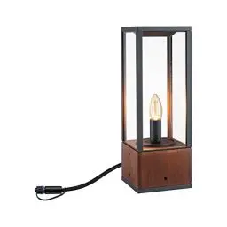 Produktbild: Paulmann 94673 Plug & Shine LED Außenleuchte Pollerleuchte Venea IP44 eckig incl. 1x2 Watt dimmbar Lichtobjekt Holz E14