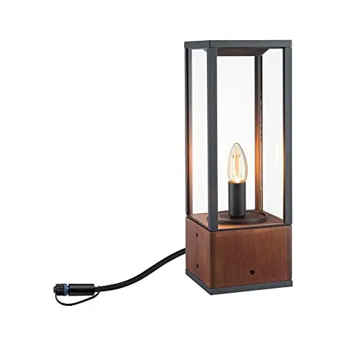 Produktbild: Paulmann 94673 Plug & Shine LED Außenleuchte Pollerleuchte Venea IP44 eckig incl. 1x2 Watt dimmbar Lichtobjekt Holz E14