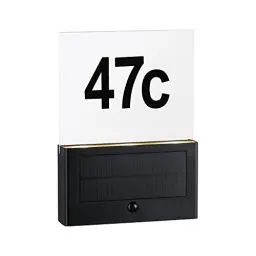 Produktbild: Paulmann 94725 LED Solar Hausnummernleuchte Neda Bewegungsmelder insektenfreundlich IP44 2200K 30lm Anthrazit Goldlicht Kunststoff