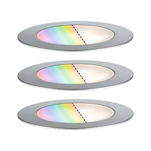 Produktbild: Paulmann 94752 Plug & Shine LED Bodeneinbauleuchte Floor Smart Home Zigbee 3erSet rund IP67 3x2W 3x65lm dimmbar 70mm Edelstahl RGBW seewasserresistent