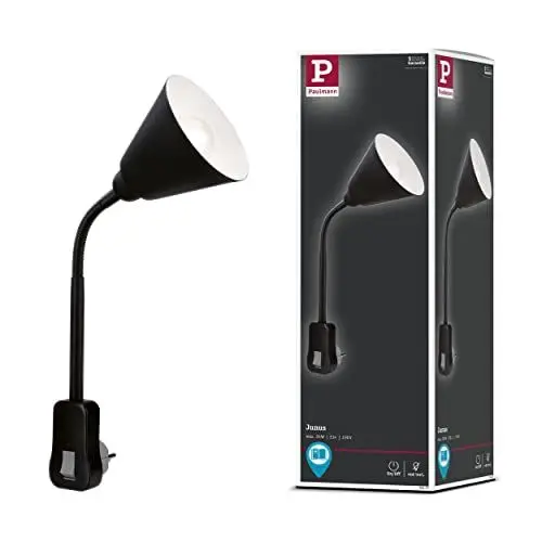 Produktbild: Paulmann 95427 Steckerleuchte Junus mit Flexarm max. 20 Watt Lampe Schwarz Metall, Kunststoff Licht E14 ohne Leuchtmittel