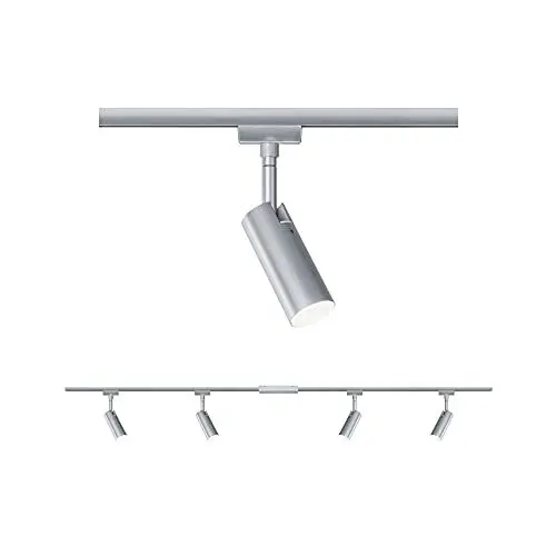 Produktbild: Paulmann 96900 LED Deckenleuchte URail Schienensystem Strahler Set Tubo, Deckenlampe Schwenkbar Spot 4-flammig Chrom Matt 3000K Warmweiß 5 W
