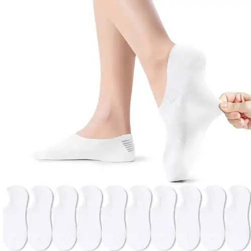 Produktbild: PAUNEW Sneaker Socken Damen Füßlinge 10 Paar Sportsocken für Damen Footies Unsichtbare No Show Socken Damen 35-38 Weiß