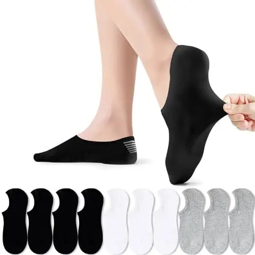 Produktbild: PAUNEW Socken Damen Sneakr Socken 35-38 10 Paar Schwarz und Weiß grau