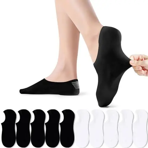 Produktbild: PAUNEW Sportsocken Damen Sneaker Socken 10 Paar Sportsocken für Damen Schwarz Weiß 35-38