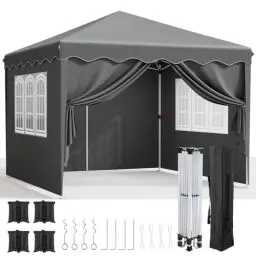 Produktbild: Pavillon 3x3, Faltpavillon Wasserdicht Stabil Winterfest mit 420D Oxford,UV Schutz 50+,Faltpavillon 3x3 mit 4 Seitenteilen,Gartenpavillon Höhenverstellbar, Faltbare Pavillon Zelt für Camping,Grau
