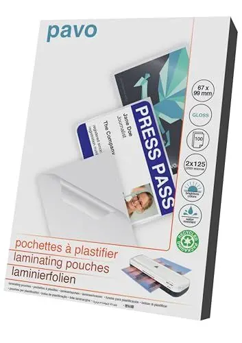 Produktbild: Pavo - Laminierfolien Größe: 67 x 99mm 2x125 mic, 100 Stück - Glänzend