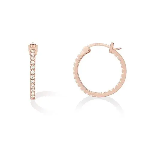 Produktbild: PAVOI 14K Gold Plated 925 Sterling Silver Post Cubic Zirconia Hoop Earrings 30/15mm (20.00, Rose Gold)
