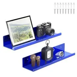 Produktbild: PAVSTINE Wandregal Schweberegal 38cm Breit, 2er-Set Regal Wand Kinderzimmer, Hängeregal für Wände, Regalbrett Leicht zu Reinigen, Schwebendes Regal für Wohnzimmer Schlafzimmer Badezimer (blau)