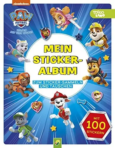 Produktbild: PAW Patrol Mein Stickeralbum mit 100 Stickern: 24 leere beschichtete Seiten für das einfache Ablösen und Tauschen deiner Stickersammlung | Ab 3 Jahren