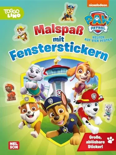 Produktbild: PAW Patrol Mitmachbuch: Malspaß mit Fensterstickern: Mehr als 20 Ausmalbilder und große, ablösbare Sticker | Für Kinder ab 3 Jahren