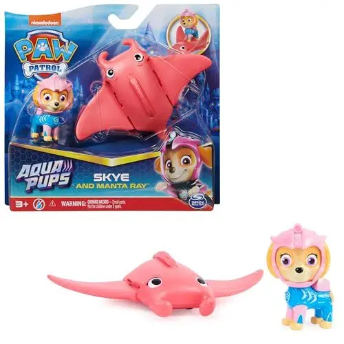 Produktbild: Paw Patrol, Aqua Pups - Hero Pups Actionfiguren-Set mit 1 Skye Welpenfigur und 1 Rochen Figur, Spielzeug geeignet für Kinder ab 3 Jahren