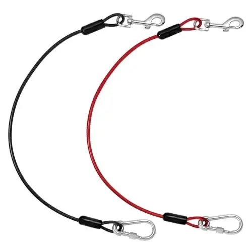 Produktbild: Pawaboo Hundegurt fürs Auto, Hunde Sicherheitsgurt mit Karabiner und 360 ° Drehbarem Haken Hunde Anschnallgurt Langlebig Hundeanschnaller, Hunde Sicherheitsgeschirr, 26 Zoll, 2 Pack, Schwarz+Rot