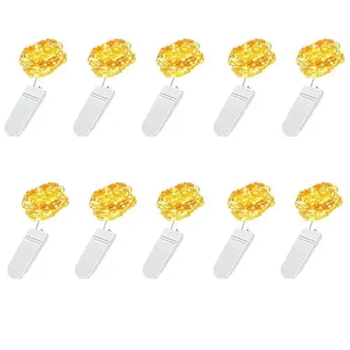 Produktbild: PAWARSO Lichterkette Batterie, 10 Stück 1M 10 LED Lichterkette mit Batterie, Lichterkette Innen, Mini Lichterkette für Weihnachtsdeko, DIY, Party, Hochzeitsdeko, Zimmer Deko, Warmweiß