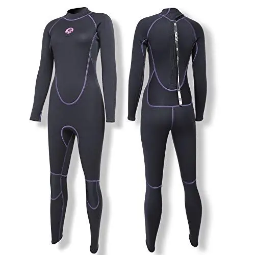 Produktbild: PAWHITS Damen Neoprenanzug 3mm Thermal Langarm Neopren Neoprenanzüge in voller Länge zum Tauchen Pink (Schwarz, M)