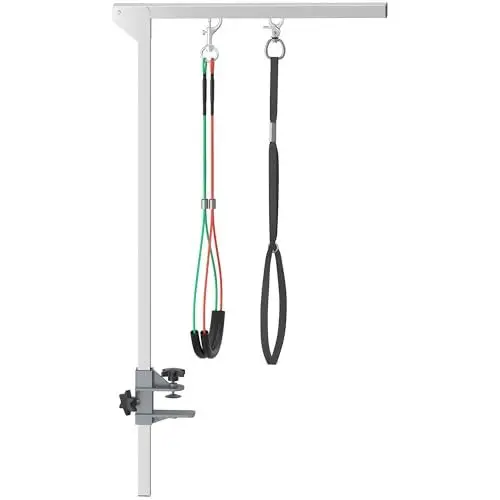 Produktbild: PawHut Haustier Fellpflege Arm, Klappbares Haustierpflege-Arm mit Klemme, Verstellbares Hundefrisiertischarm mit Haunch-Halter für mittelgroße Hunde, Edelstahl, Silber