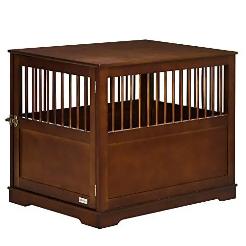 Produktbild: PawHut Hundekäfig, Haustierkäfig, Hundehütte für mittelgroße Hunde, Hundebox Indoor, Tierkäfig mit abschließbarer Tür, Braun, 80,5 x 59,5 x 67,5 cm