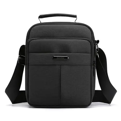 Produktbild: Pawleso Umhängetasche Herren, Schultertasche Herren, 23cm Wasserdichte Männer Handtasche Multi Tasche Arbeit Taschen für Outdoor, Reisen, Arbeiten, Täglicher Gebrauch (Schwarz)