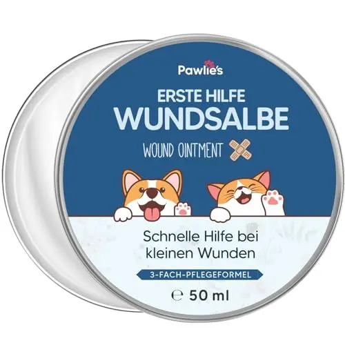 Produktbild: Pawlie's Wundsalbe für Hunde & Katzen (50ml) – Salbe für Hunde mit natürlichen Inhaltsstoffen – Wundsalbe für Katzen – Analdrüsen Salbe Hund – Silberspray Alternative