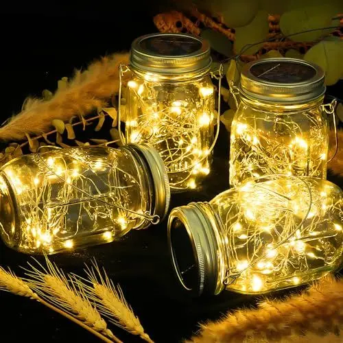 Produktbild: Paxluv Solarlaterne für Außen, 4er Set - solarlampen für außen hängend, 30 LED Solar Laternen für Draußen, Weihnachtsdekoration für draußen , Autonome & Energieeffiziente Solar Laterne, Glas.