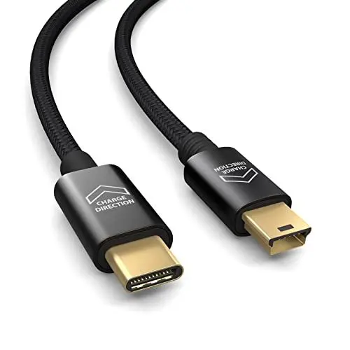 Produktbild: PAXO 1m USB C auf Mini USB Kabel (OTG kompatibel), für Dashcam, Kamera, Navi, PS3 Controller, Digitaler Bilderrahmen, Schnellladekabel, Datenkabel