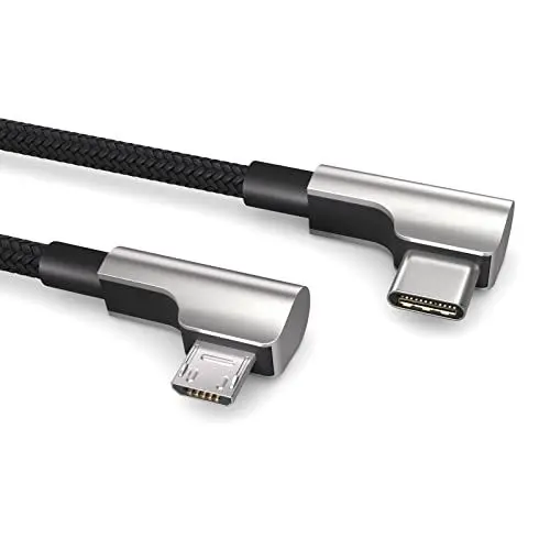Produktbild: PAXO 0,15m USB C auf MICRO USB OTG Kabel, lädt Micro USB Geräte, Winkelstecker, Datenkabel, Ladekabel, USB 2.0