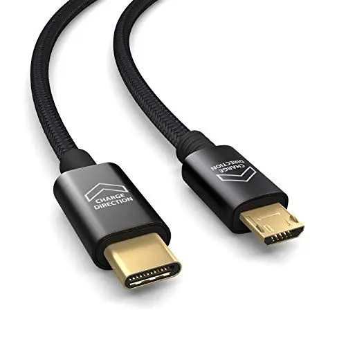 Produktbild: PAXO 2m USB C auf Micro USB Kabel, lädt Micro USB Geräte, Ladekabel, Ladeadapter, Datenkabel, USB 2.0