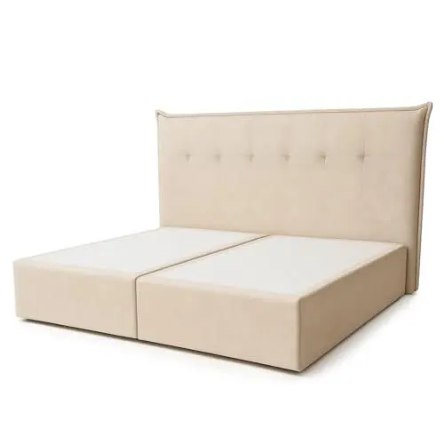 Produktbild: payé Boxspringbett 180x200 cm - Creme mit hohem Kopfteil, 6 Ziernähte, Anti-Rutsch Bezug, bodennah, ohne Matratze