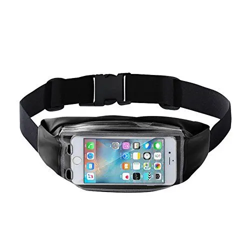 Produktbild: PB-SOAR Unisex wasserdichte Laufgürtel Gürteltasche Hüfttasche Bauchtasche mit transparentem Touchscreen Fenster und verstellbarer Gurt, für Handy unter 5.2 Zoll, ideales Auswahl für Sport Fitness Joggen Wandern Radfahren Laufen usw (Schwarz)