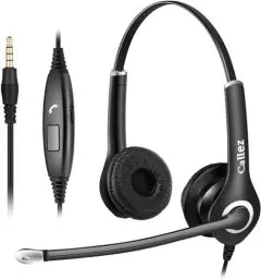 Produktbild: PC Headset Handy für Smartphone Computer Laptop, 3,5mm Klinke Kopfhörer Handy mit Mikrofon für iPhone Samsung Skype Business Office Call Center, Kristallklar Chat, Super Leicht, Ultra Komfort