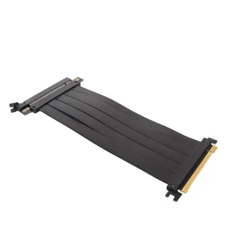 Produktbild: PCIE 4.0-Riser-Kabel, Geschirmt, 180 Grad Flexibel, PCIE 4.0-Verlängerungskabel, Gaming-PCI-Express-Riser-Kabel, Kompatibel mit RTX 4090 RTX4080 RTX4070 RX 7900 XT 7800 XT 7700 (Schwarz)
