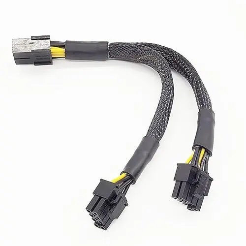 Produktbild: PCI-E 8-polige Buchse auf Dual-8-poligen (6+2) Stecker, GPUs – 22,9 cm, Adapter für Grafikkarte, 8-polig, 1 auf 2 auf Dual-8-poliges Netzkabel (2er-Pack)