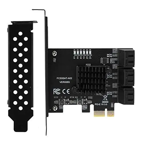 Produktbild: PCI-E bis 6 Port SATA 3.0 Festplatte 6G Erweiterungskarte für ASMedia ASM1166 Master, PCI-E3.0 GEN3 1 x Schnittstelle, Plug & Play
