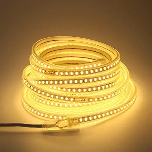 Produktbild: pcning 10M LED Strip 220V 230V Direktanschluss 3000K Warmweiss Streifen, SMD 5730 120 leds/m IP67 Wasserdicht Stripes Band (Warmweiss, 10)