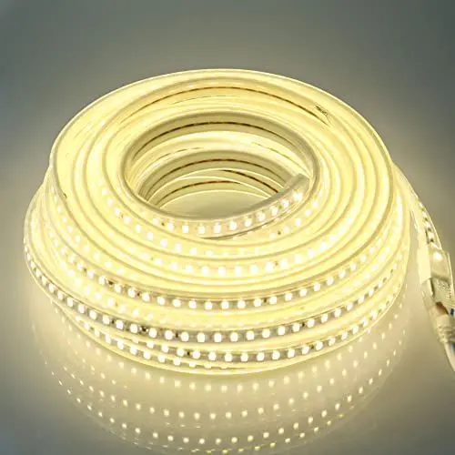 Produktbild: pcning LED Streifen 230V Direktanschluss 15M 5730 120 leds/m mit EU Stecker, 15 Meter 4000K Weiss LED Band IP67 Wasserdicht (Weiß, 15.00)