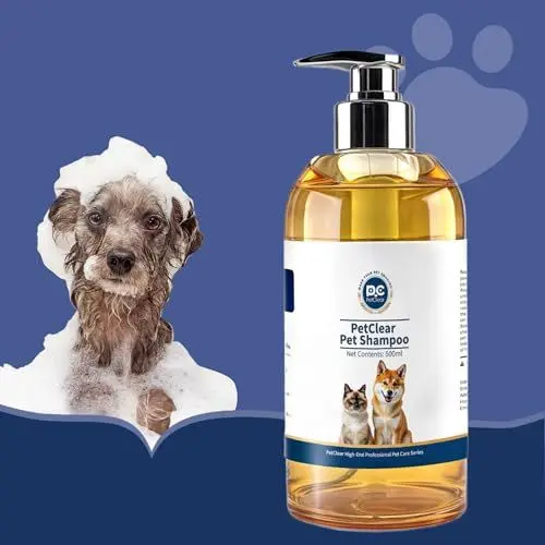 Produktbild: PCpetclear hundeshampoo Anti-Juckreiz Anti-Milben Anti-Floh hautfreundlich nährend Fellpflege geeigneter PH-Wert angereichert mit Vitamin E für Hunde Katzen und Haustiere ab 12 Wochen.(500mlx1)