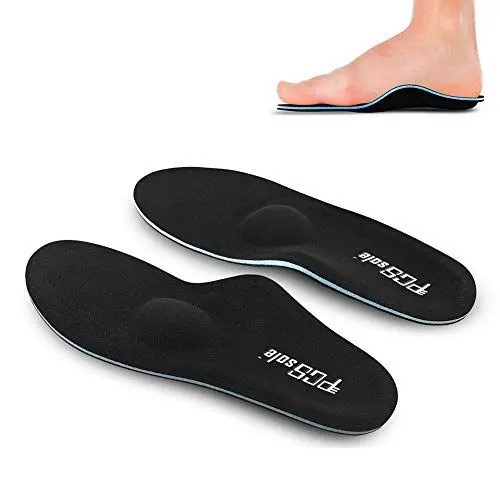 Produktbild: PCSsole Hohe arch Orthopädische Einlegesohlen, Komfort Herren und Damen Einlegesohlen Arbeitsschuhe für Fersensporn, Plattfüße, Plantarfasziitis, Fußschmerz. Schwarz, EU43-44.