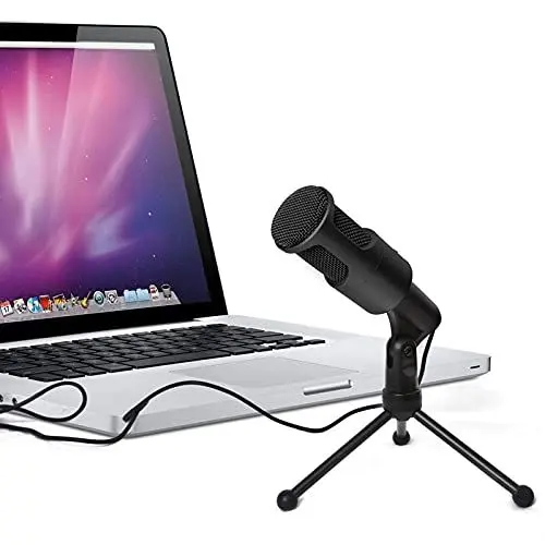 Produktbild: PC-USB-Mikrofon mit Ständer, geräuscharmes PC-Mikrofon für Streaming für Zoom für Skype-Mikrofon für Computer mit Noise Cancelling-Laufwerk Kostenloses PC-Mikrofon(Schwarz)