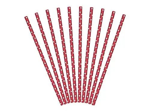 Produktbild: P&D PartyDeco SPP2-007-Papierstrohhalme-rot mit weißen Punkten-19,5cm (1 VPE STK.), Paper, Rot, Standard, 10