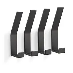 Produktbild: PDGROW® Kleiderhaken 4 Stück, Handtuchhaken zum Bohren(Schrauben unsichtbar!), Garderobenhaken Wand Moderne Garderobenleiste für Jacken, Mäntel, Kleidung, Schals, Handtaschen und Mehr (Schwarz)