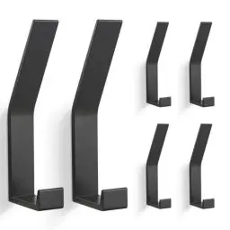 Produktbild: PDGROW® Kleiderhaken 6 Stück, Handtuchhaken zum Bohren(Schrauben unsichtbar!), Garderobenhaken Wand Moderne Garderobenleiste für Jacken, Mäntel, Kleidung, Schals, Handtaschen und Mehr (Schwarz)