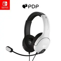 Produktbild: PDP Gaming LVL40 Stereo Kopfhörer mit Mic für Nintendo Switch - PC, iPad, Mac, Laptop Compatible - Noise Cancelling Microphone, Lightweight, Soft Komfort On Ear Kopfhörer, 3.5 mm Jack - Schwarz-weiß