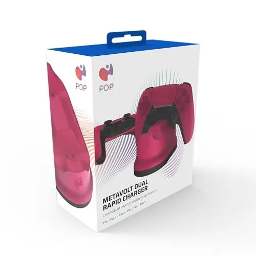 Produktbild: PDP METAVOLT PS5 DUAL CHARGER Rot für SONY PLAYSTATION PS5 - PS4, Offiziell Lizenziert