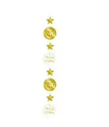 Produktbild: PD-Party 7023206 Plastik Hängend Partei Dekoration | Feierlichkeiten - 40, Gold/Weiß, 14cm Länge x 14cm Breite x 120cm Höhe